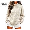 Loose Fit Sweatshirt Women Leopard Print Sweatshirt, Mock Neck Long Sleeve Pullover with Top Kangaroo Pocket, Drop Shoulder Casual for Fall