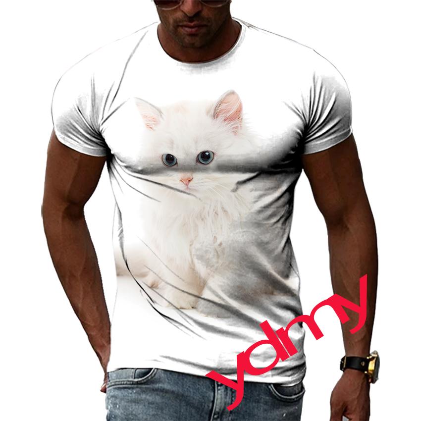 

Новые летние мужские футболки с изображением кота Tide, повседневные футболки с 3D-принтом в стиле хип-хоп, с круглым вырезом и коротким рукавом, быстросохнущие топы 6XL