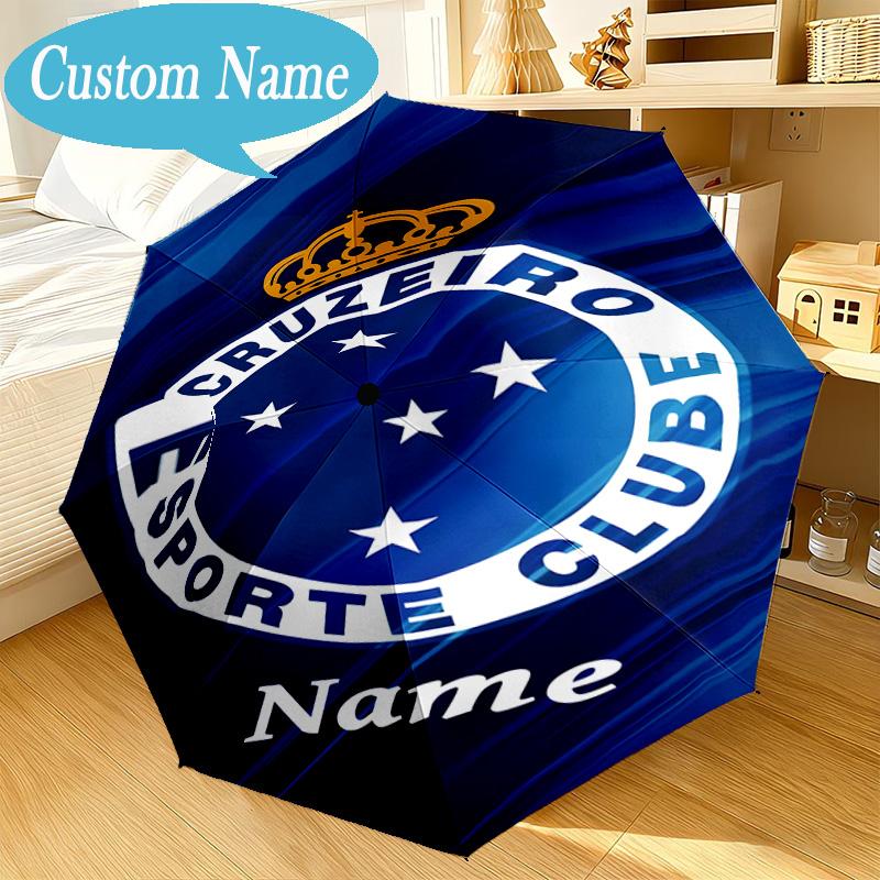 Custom Name Umbrella Cruzeiro FC Crest Umbrella 8-Frame for Travel, Camping, Casual Lightweight Portable, Essential for Family Gifts