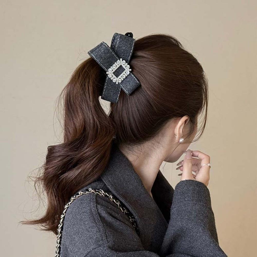 Plastic Bow Banana Clip Elegant Ponytail Holder Fashion Women Vertical Clip  Banquet