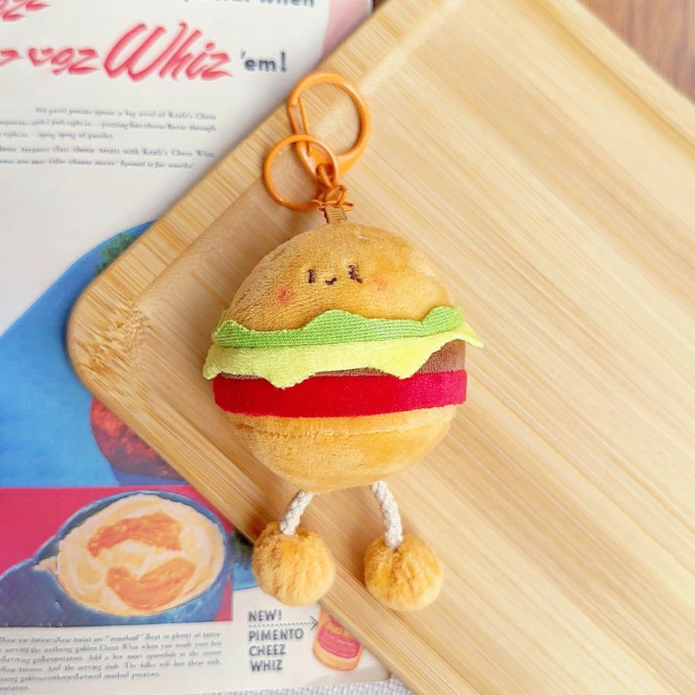 Sausage Hamburg Key Chain Drawing Feet Plush Doll Toy Mini Plush Food Pendant  Decoration