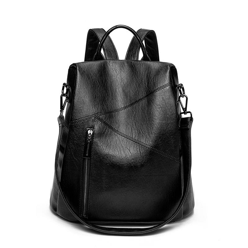 Women's 2025 Spring Fashion Leather Anti-Theft Patchwork Cowhide Backpack