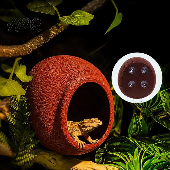 Wall Mounted Reptile Hole 3D Printed Egg Shaped Hideout Cave Suction Cup Terrarium Shelter Hanging Snake Burrow Nest Habitat Decor for Leopard