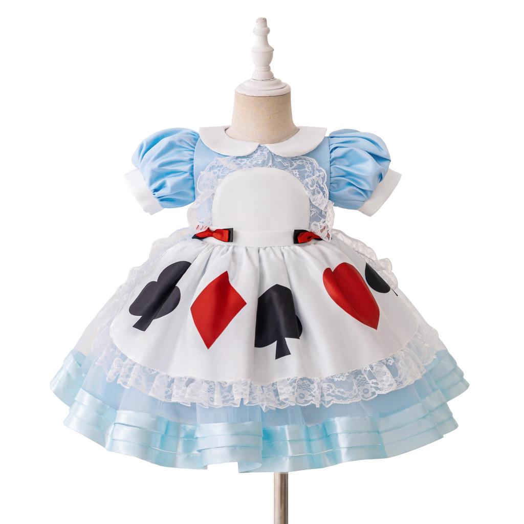 Girls' Alice in Wonderland Pleated Lace Princess Dress