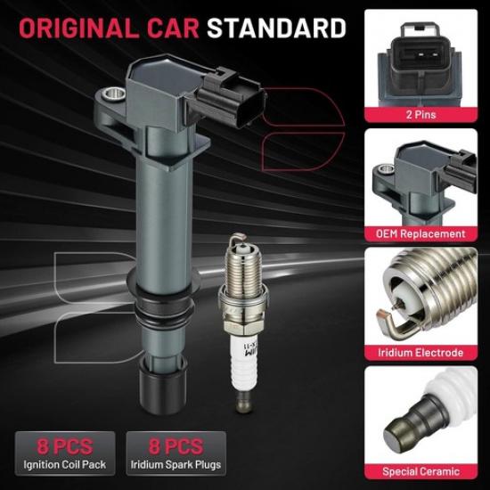 8 Ignition Coils Pack Uf297 And Spark Plug For 2002-2007 Dodge Ram 1500 4.7L V8