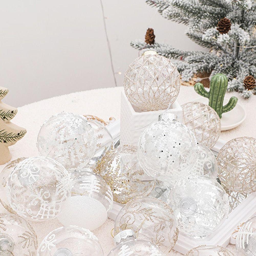 9 Stück Transparente Bemalte Weihnachtskugeln Ornament PET Weihnachtsbaumanhänger Partygeschenke