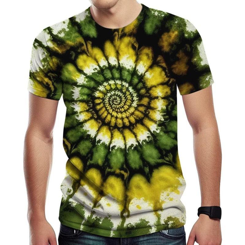 Hot selling 3D digital printed T-shirt imitation tie dye neutral camouflage men's round neck casual short sleeved shirt