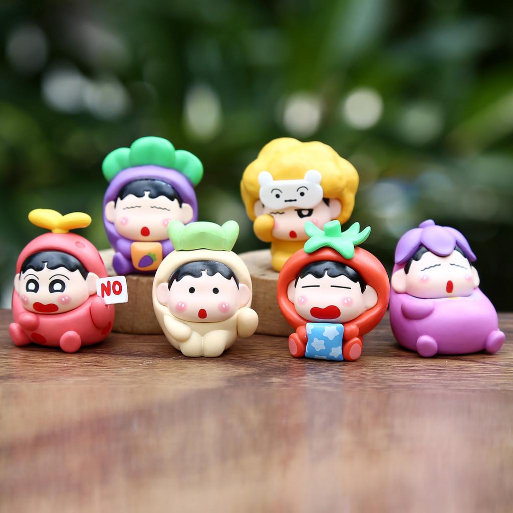 16pcs Crayon Shin Chan Fruit Shape Design Model Ornament Set For Kids And Teens