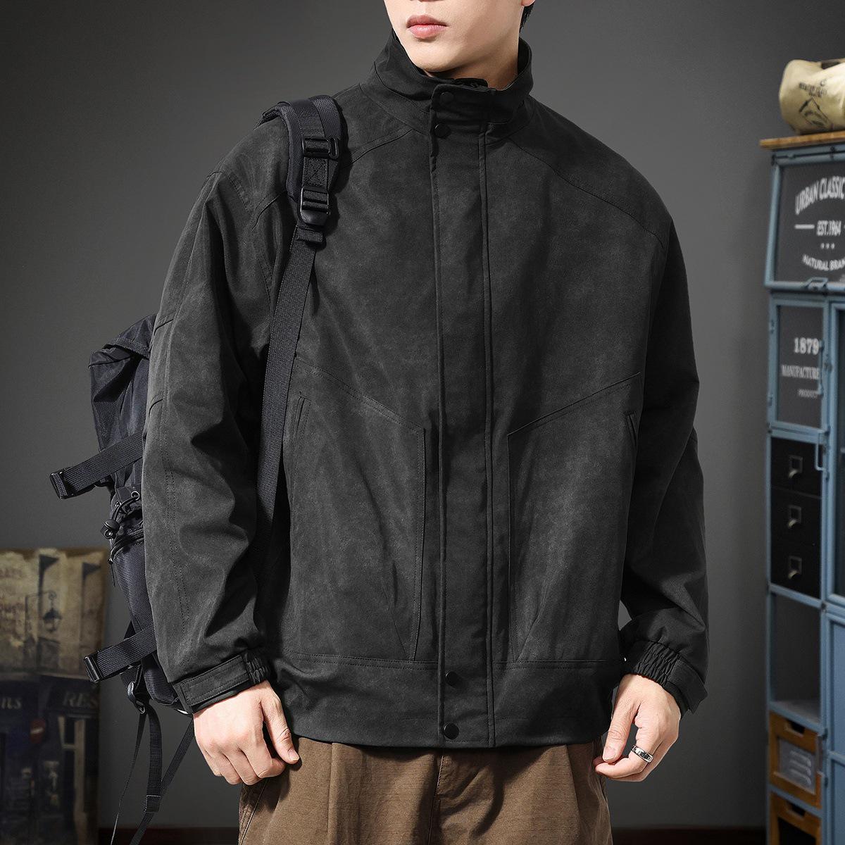 2025 Men s Retro Stand Collar Lambswool Jacket - Winter Heavyweight Windproof Workwear Cotton Outerwear 3XL for 178-195 lbs
