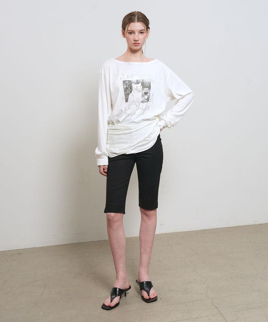 GENERALIDEA Boat Neck Loose Fit Graphic T-Shirt [White] / Gf1Lts515