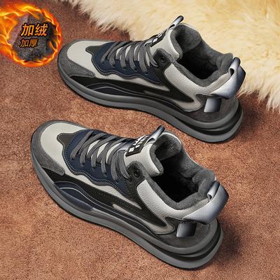 Chaussures en coton pour hommes été montantes velours épaissi loisirs sports semelles épaisses chaudes et résistantes au froid chaussures de voyage
