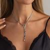 Smooth Surface Drop Tassel Necklace Thin Snake Chain Y Shape Necklace  Party Gathering