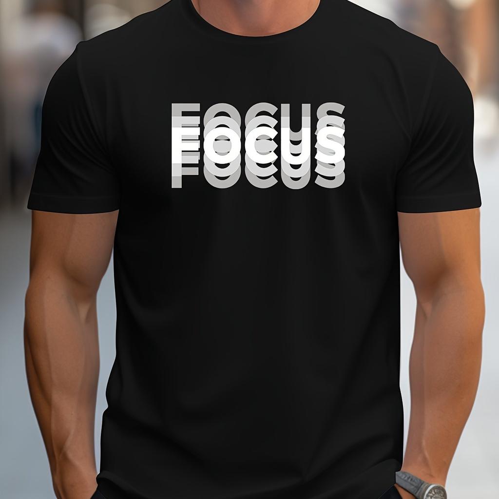 Men's 100% Cotton Casual Sports Loose Oversized Focus Print O-neck Short Sleeved T-shirt Tops Fashion Streetwear Cotton Clothing