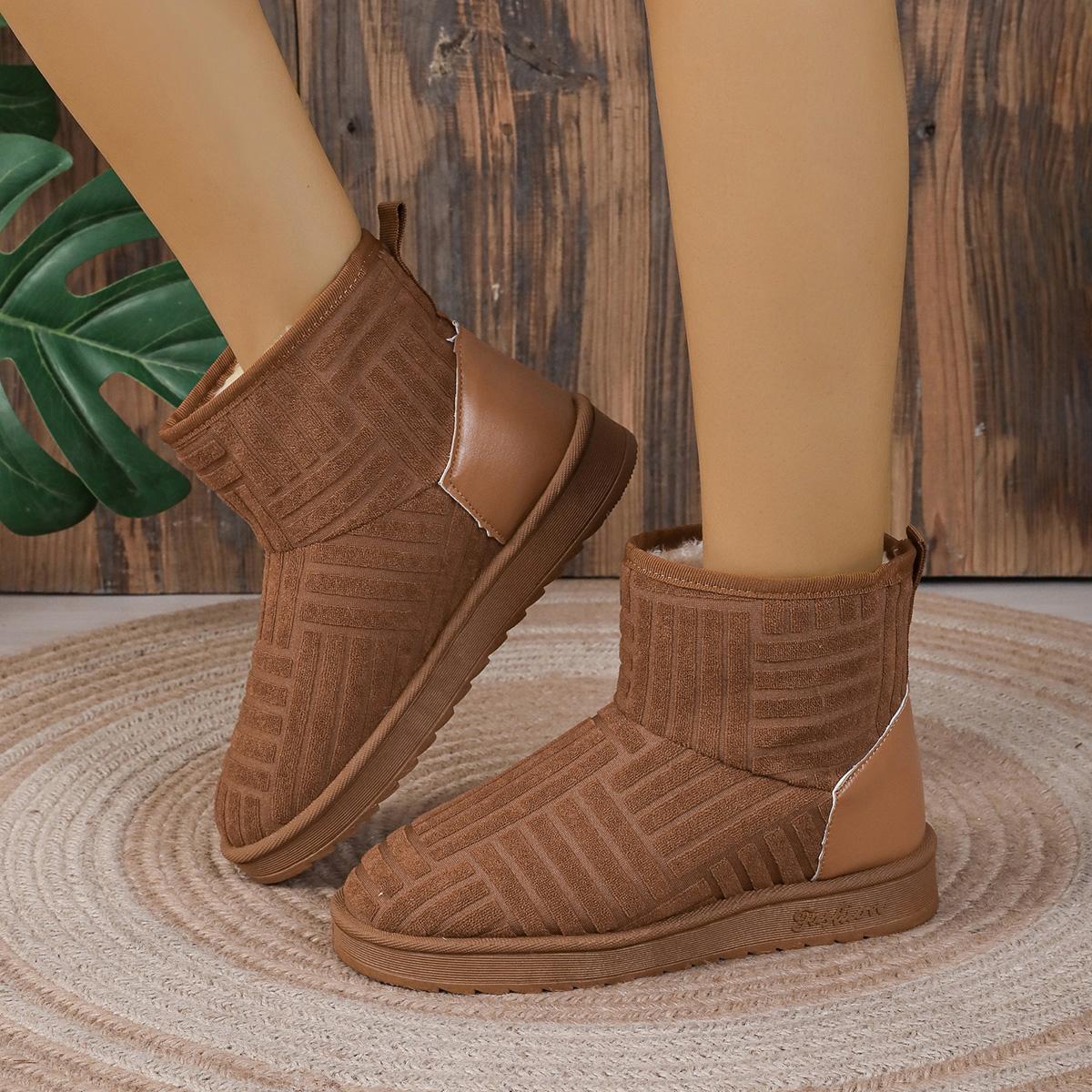 

Зимние новые толстые подошвы и толстые зимние сапоги женские теплые махровые короткие сапоги хлопковая обувь женская 36 коричневый