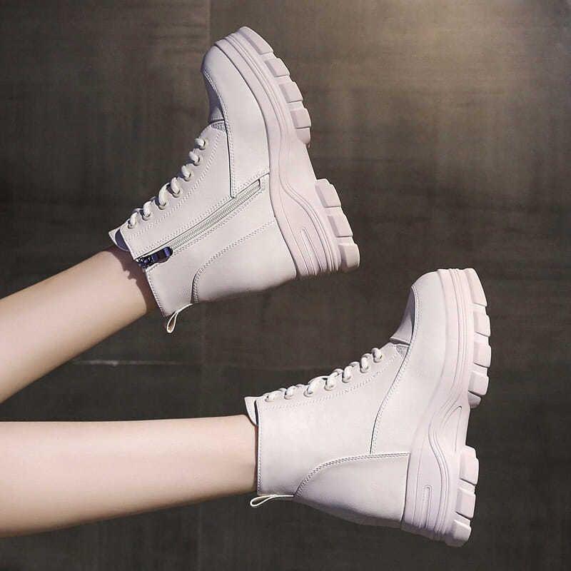 Thick-Sole Martin Boots for Women: Stylish, Height-Boosting Ankle Shoes for Autumn & Winter (Men's Size Available)