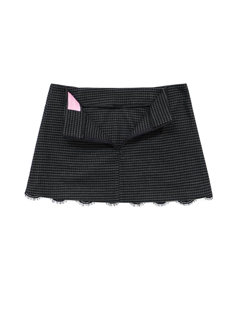 Hety Mini Houndstooth Rose Skirt (Gray)