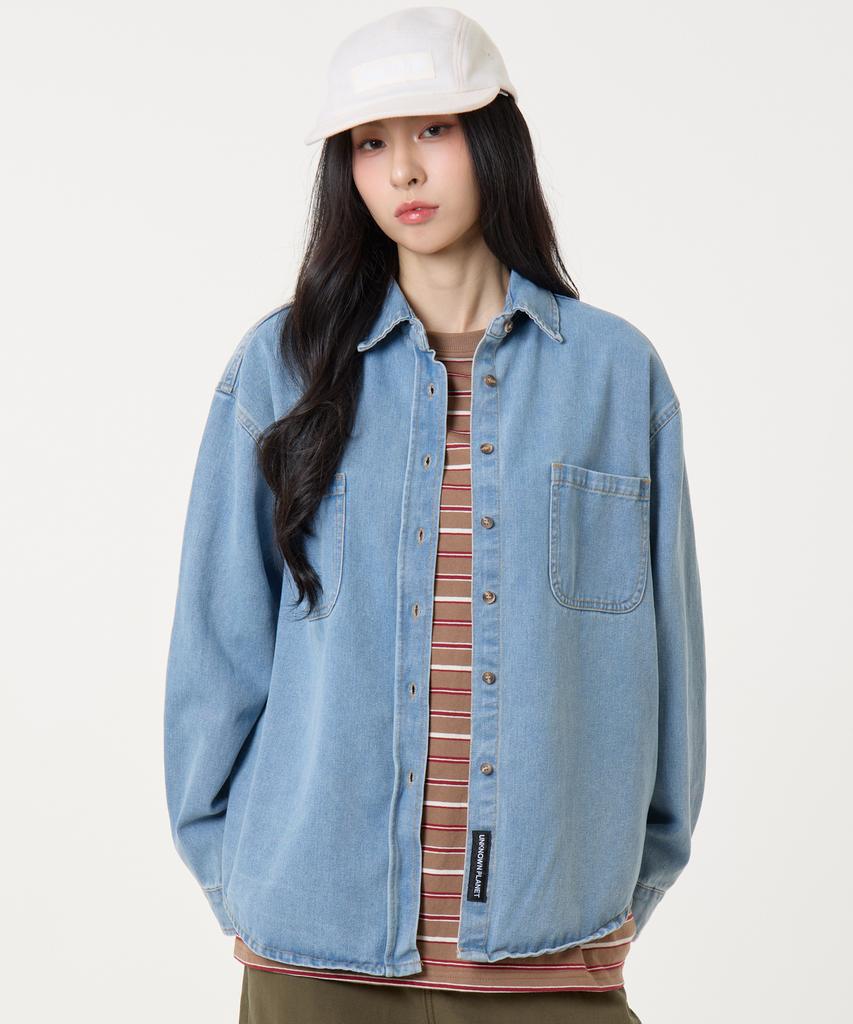 UNKNOWN PLANET Loose Fit Denim Shirt Blue
