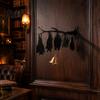 Dark Style Wall Art Halloween Hanging Decor, Matte Black Dead Branch Bat Silhouette Ornament Easy Assembly Mount with Metal Bell, Install for