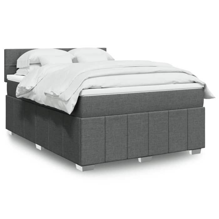 VidaXL Sommier à lattes de lit avec matelas Gris foncé 140x200cm Tissu 3287092