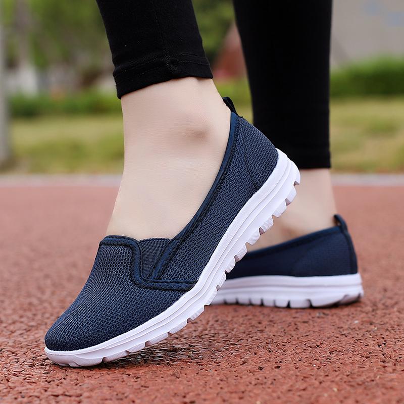 Damen Netz-Loafer Laufschuhe Sport Outdoor Leichte Flats Zuhause Bequem Atmungsaktive Fitness-Sneaker Frühling Sommer Größe 35-42