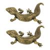 Ready-to-Display Metal Lizards Figurine Requiring No Assembly, with Curled Tail and Scale Texture for Desks or Shelves