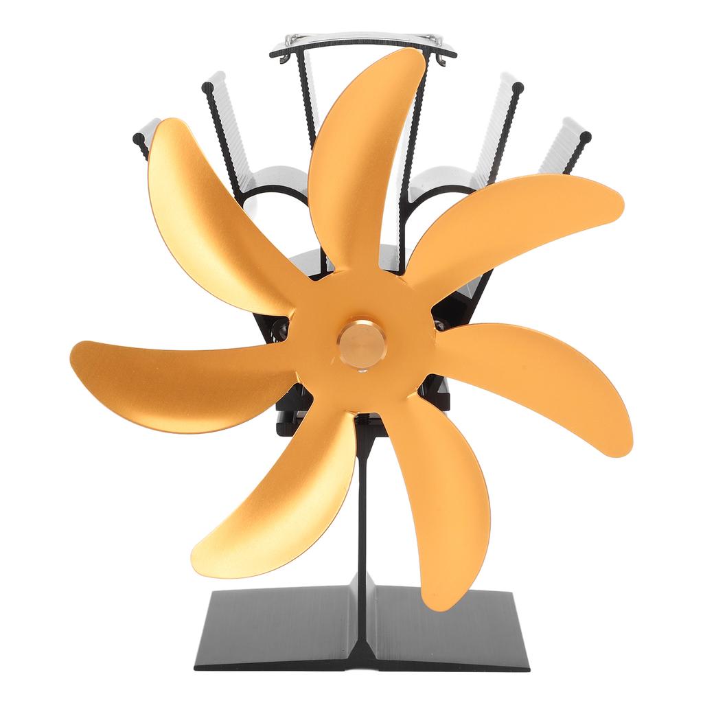 Holzofenventilator 7 Flügel Kaminventilator Wärmegetriebener Ofenventilator mit Wärmeisolierplatte Temperatur