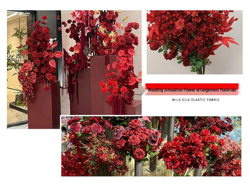Wine Red Artificial Floral Bouquet - Chinese Wedding & Engagement Ceiling Decoration