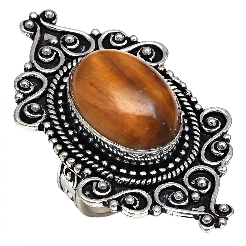 Tiger's Eye Gemstone Handmade Silver Jewelry "7"