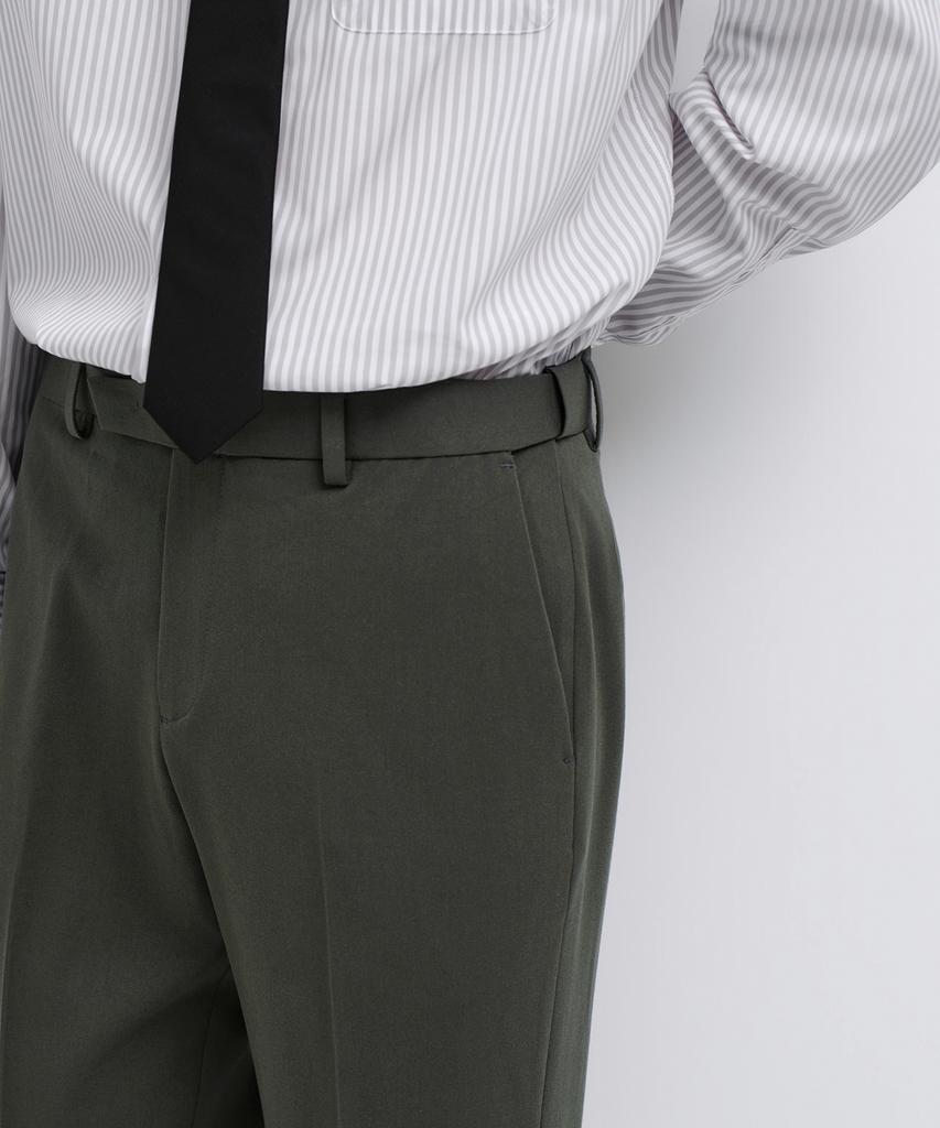 MUSINSA STANDARD Semi-Wide Hidden Banding Slacks [Dusty Khaki]