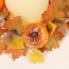 Artificial Candle Holder Rings With Maple Leaf Pumpkin Berry Lightweight Silk Fabric Artificial Garland For Thanksgiving Halloween Decoration