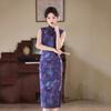Purple sleeveless national style new Chinese daily Suzhou long cheongsam improved young 1011 new women's high sense