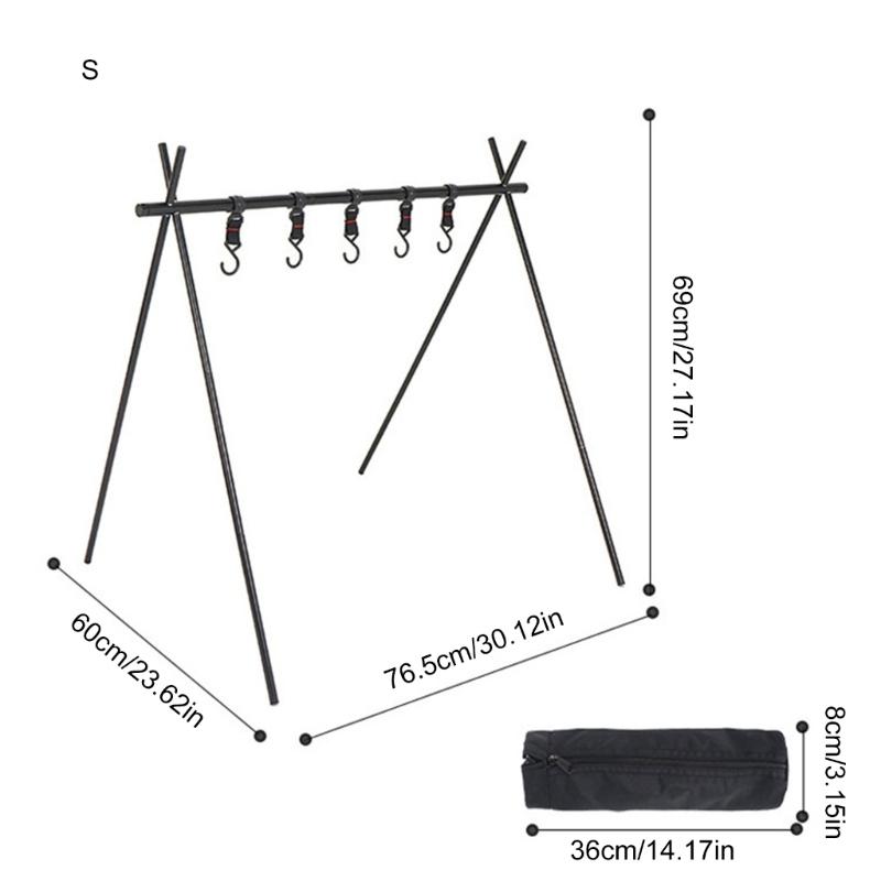 Travel Camping Triangular Shelf Aluminum Alloy Folding Hanging Rack Portable Outdoor Picnic Rack With Hook Enduring
