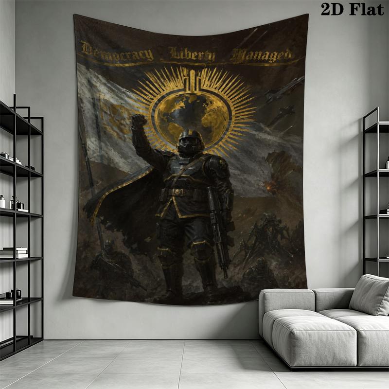 helldivers 2 Wall Tapestry Aesthetic Wall Hanging Printed Fabric Blanket Decorative Tapestries for Bedroom Living Room Home Decor