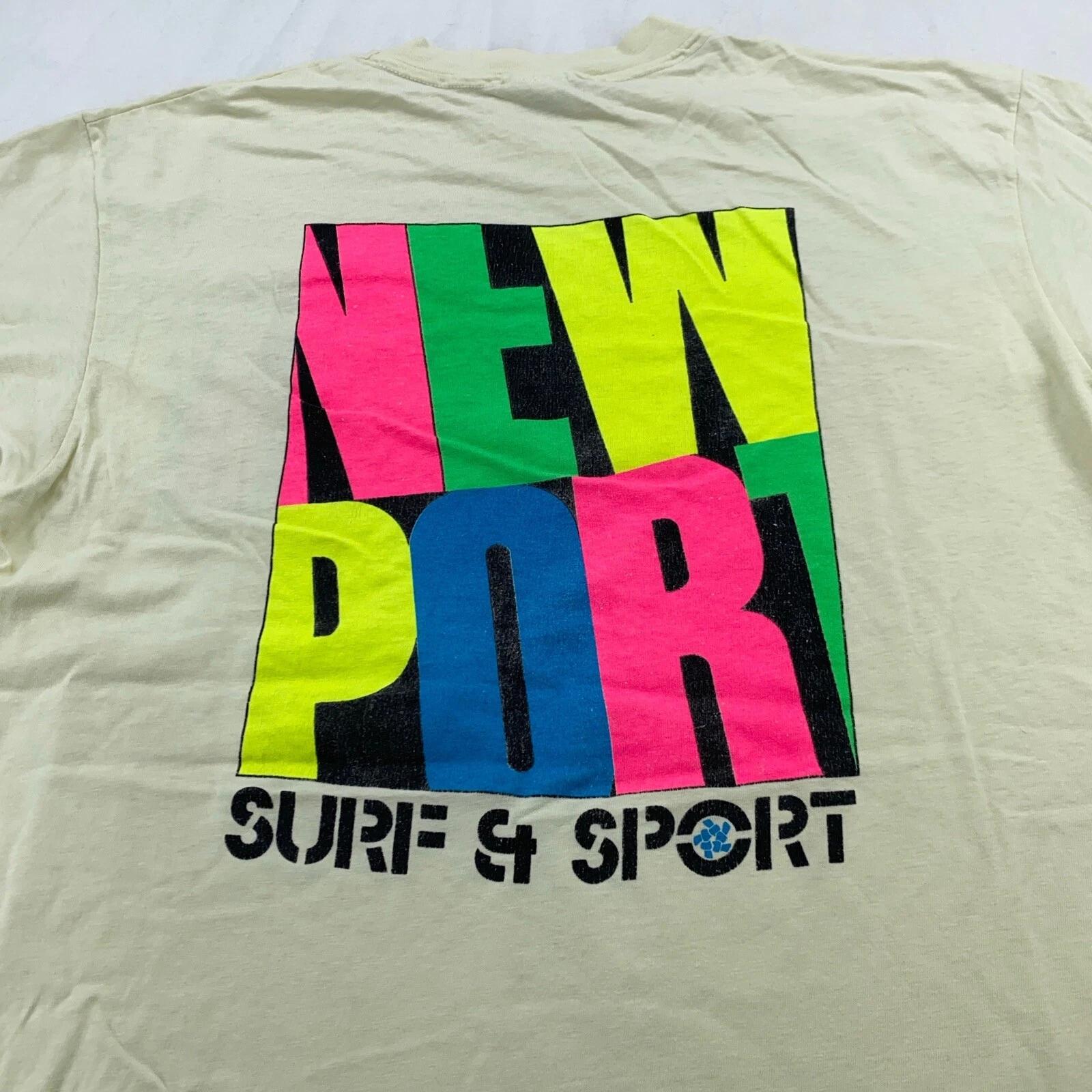 vintage 90s NEWPORT SURF & SPORT T-Shirt LARGE/XL beach california neon S
