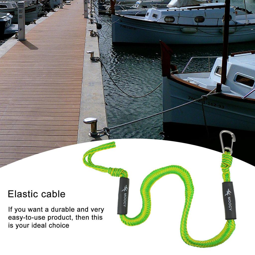 Elastic Dock Line With Stainless Clip Heavy Duty Braided Line Marine Rope For Jet Ski Watercraft Boat Kayaking Marine