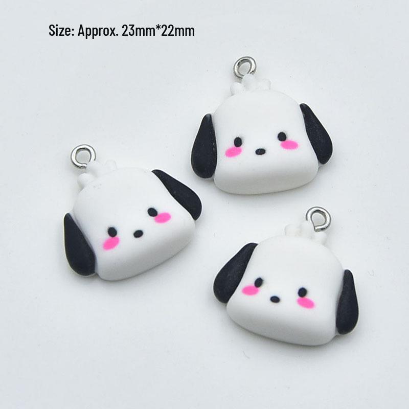 Cute Cartoon Chacha Big-Eared Dog Resin Earrings & Keychain Charms - DIY Jewelry Accessories