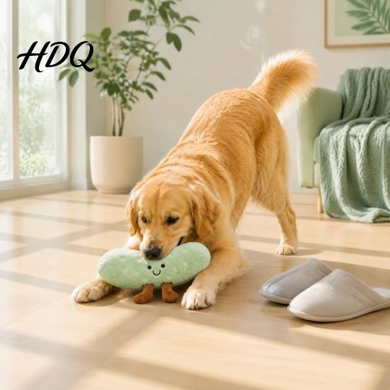 Interactive Plush Toys for Dogs Squeaky Dog Toy Soft Cucumber Shape Durable Chew Small And Large Boredom Relief Toy Stress