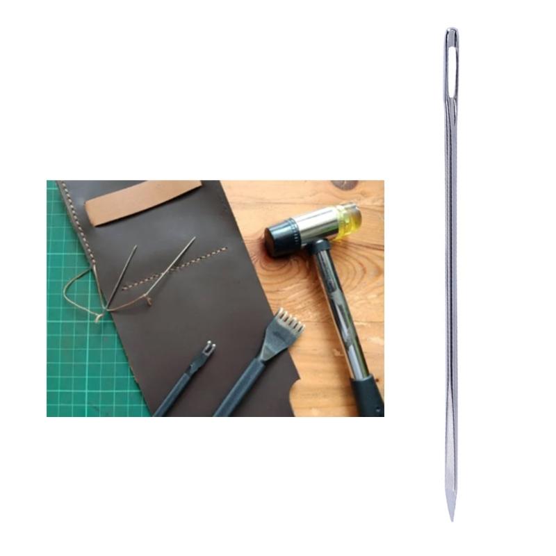 20pcs Leather Crafts Sewing Needle Metal Silver Color Yarn Knitting Needle DIY