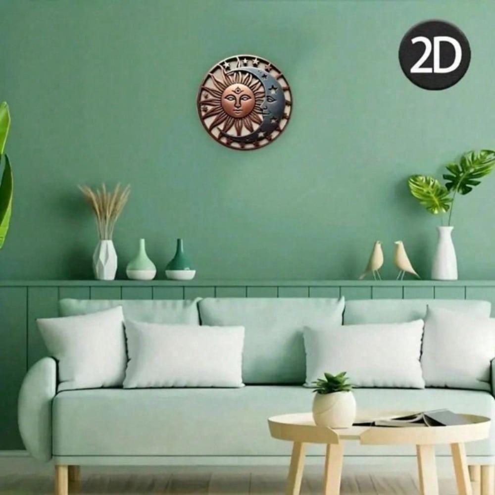Vintage Boho Sun Moon Stars Metal Wall Poster for Living Room
