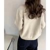 Modischer Strickmantel mit Stehkragen und Doppelreißverschluss für Damen, einfarbig, lässiger Strickcardigan im koreanischen Stil, Herbst Winter Pullover
