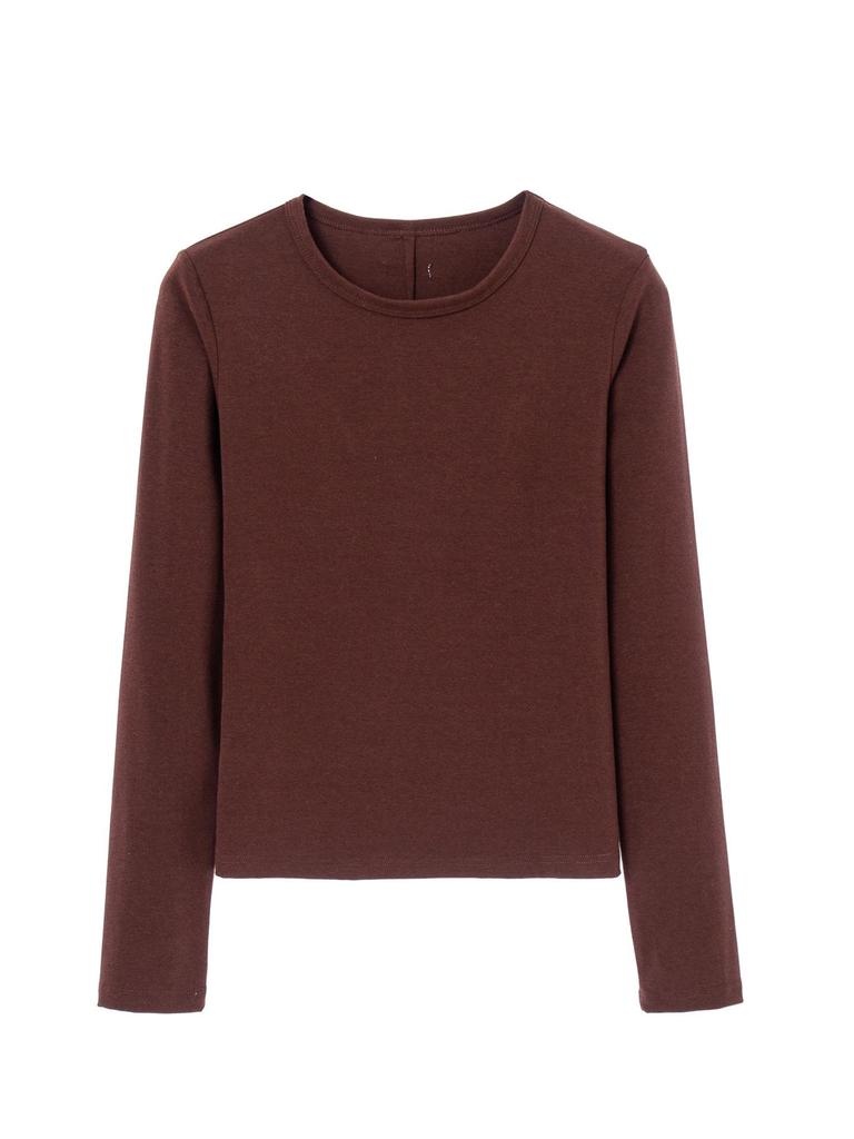 Mousse Warm Fleece Letter Patchwork Long Sleeve Women's Slimming T-shirt, Autumn Versatile Base Layer.