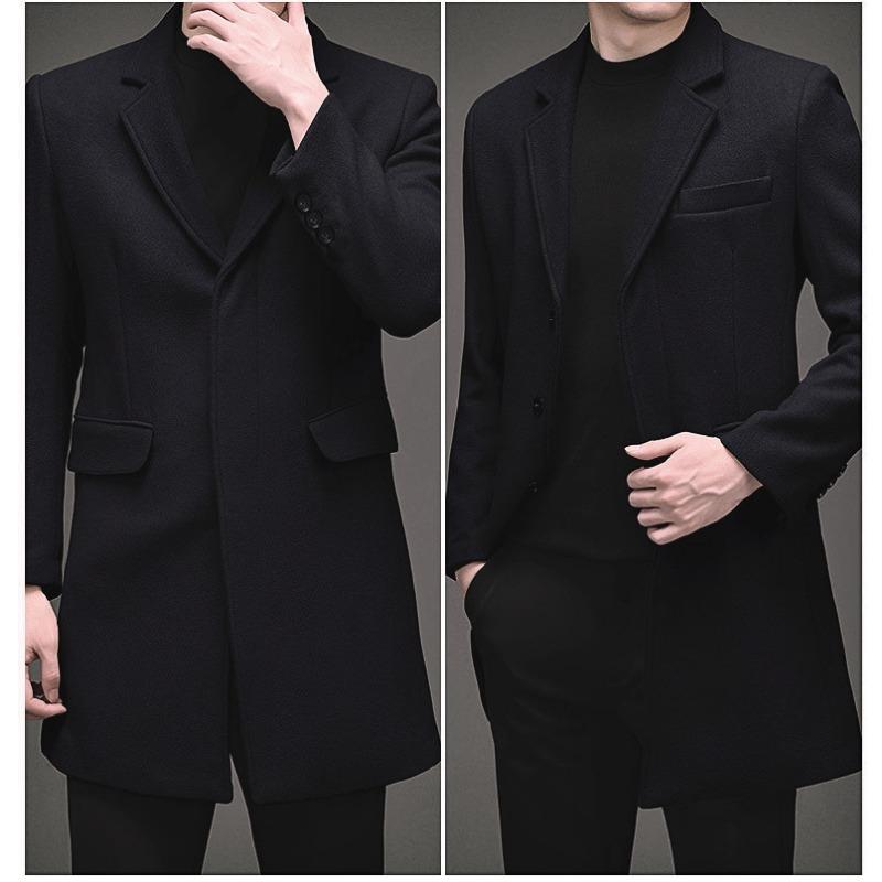 New Woolen Coat Men's Woolen Suit Casual Jacket Medium and Long
