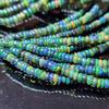 Smooth Polish Rainbow Flashy Rondell Ethiopian Opal Beads, Black Opal strand beads.