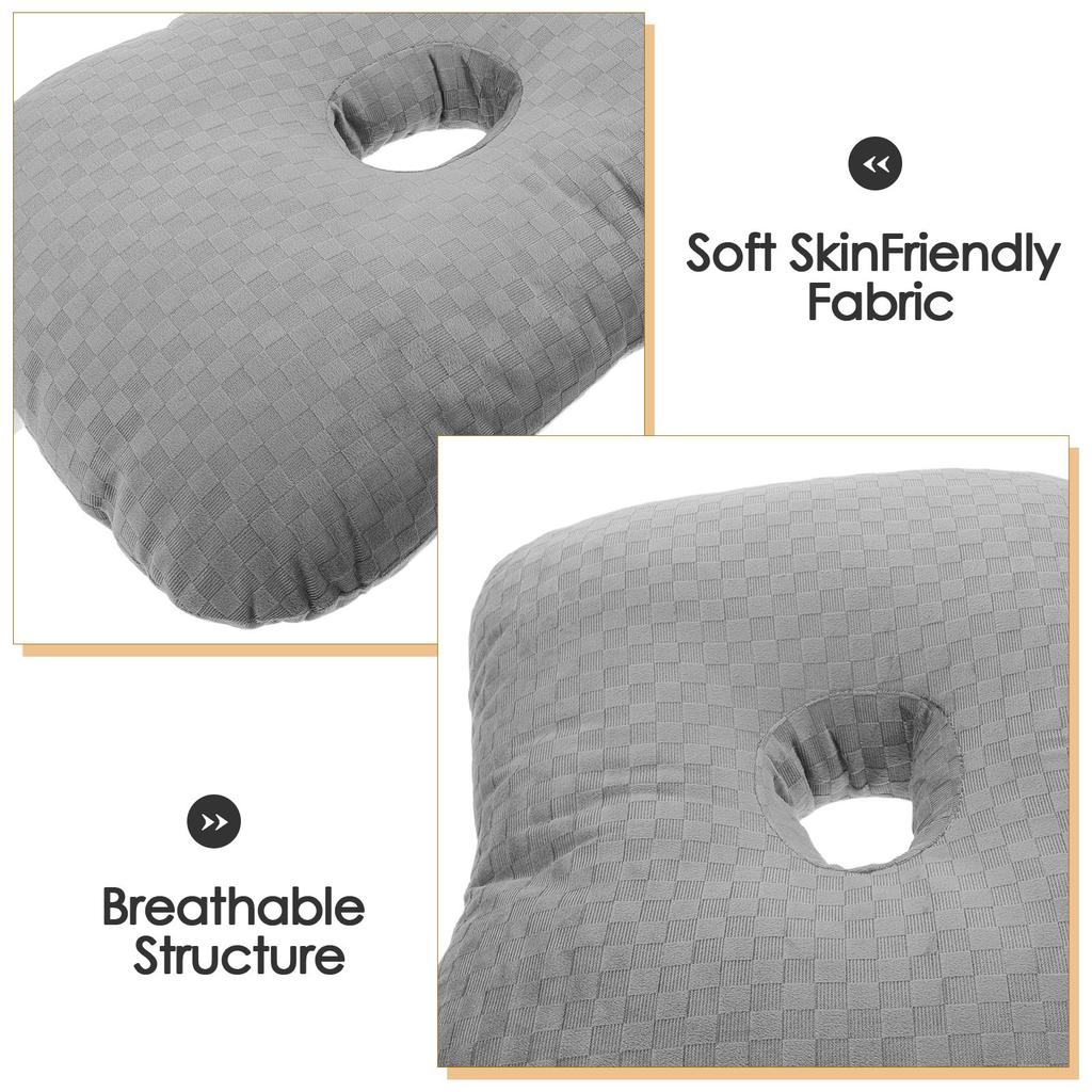 Grey Ear Pillow for Side Sleeping Hollow Center Cushion Ear Piercing Sleep Protection Recovery Soft Breathable Spa Home Use