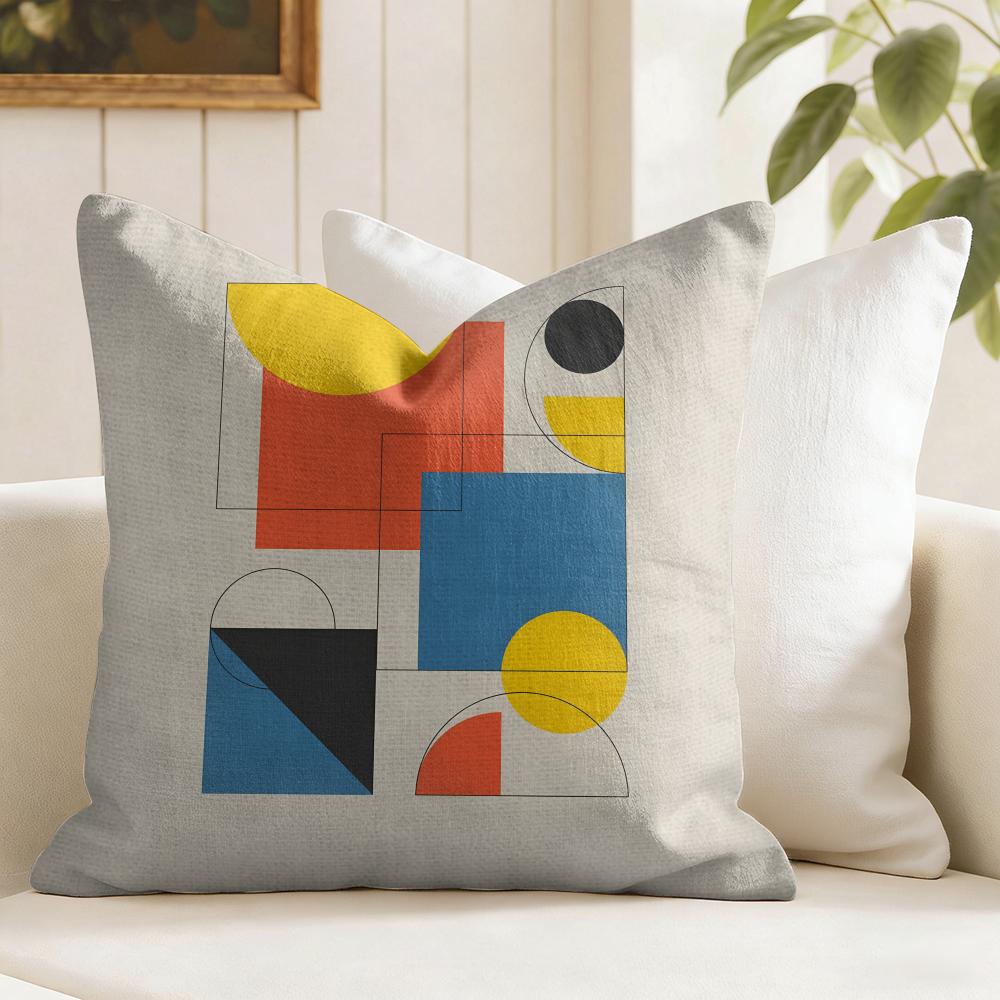 Geometric Bauhaus Art Cushion Cover Summer Linen Pillow Case Organic Fabric Cushion Cover DoubleSided Print Sofa Home Decor