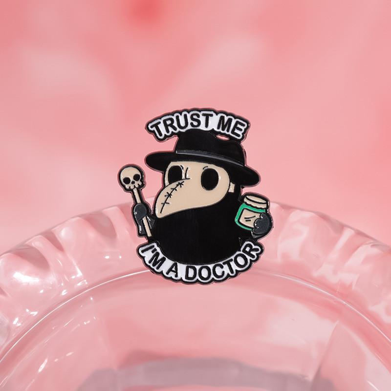 Stylish Alloy Cartoon Character Brooch Doctor Mask Inspired Badge For Fashion Enthusiasts