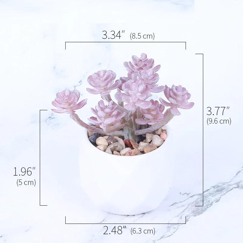 

Розовые флокированные искусственные суккуленты растения с горшком для украшения дома и сада искусственные цветы бонсай растения искусственные аксессуары