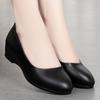 New Women's Genuine Leather Slip On Flats   Black Low Wedge Work Shoes, Comfortable Office and Commuting Shoes for daily use