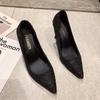 French black high heels, femininity, increased sense of outer wear, thin heels, celebrity versatile single shoes 2025 spring new