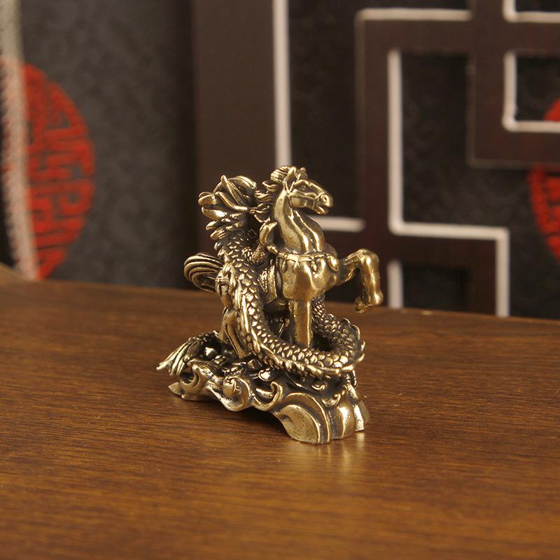 1 Stück Messing Pferdefigur 2026 Jahr des Pferdes Feng Shui Schreibtischdekoration Kind reitet Home Office Miniatur Geschenk